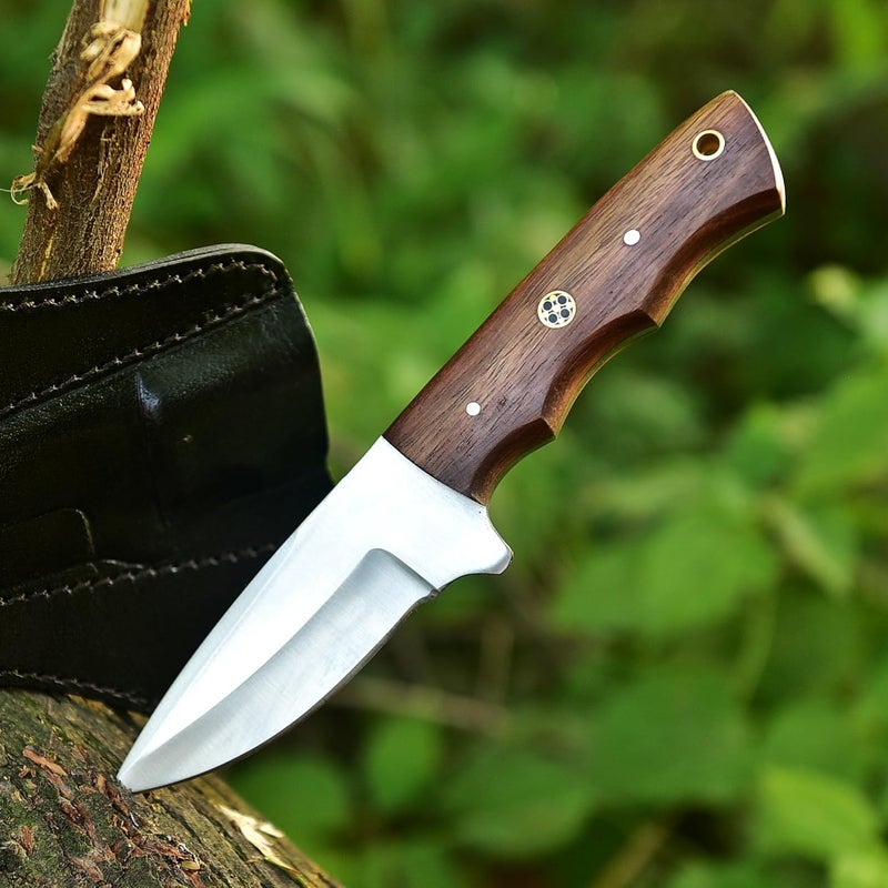 FH TRADERS Handmade Fixed Blade Hunting Knife - 8 Inches Stainless Steel Razor Sharp Blade Full Tang Bushcraft Knives with Premium Leather Sheath. Used For Outdoor Camping, Hiking, Skining Knife, Forged Tracker. - Image 2